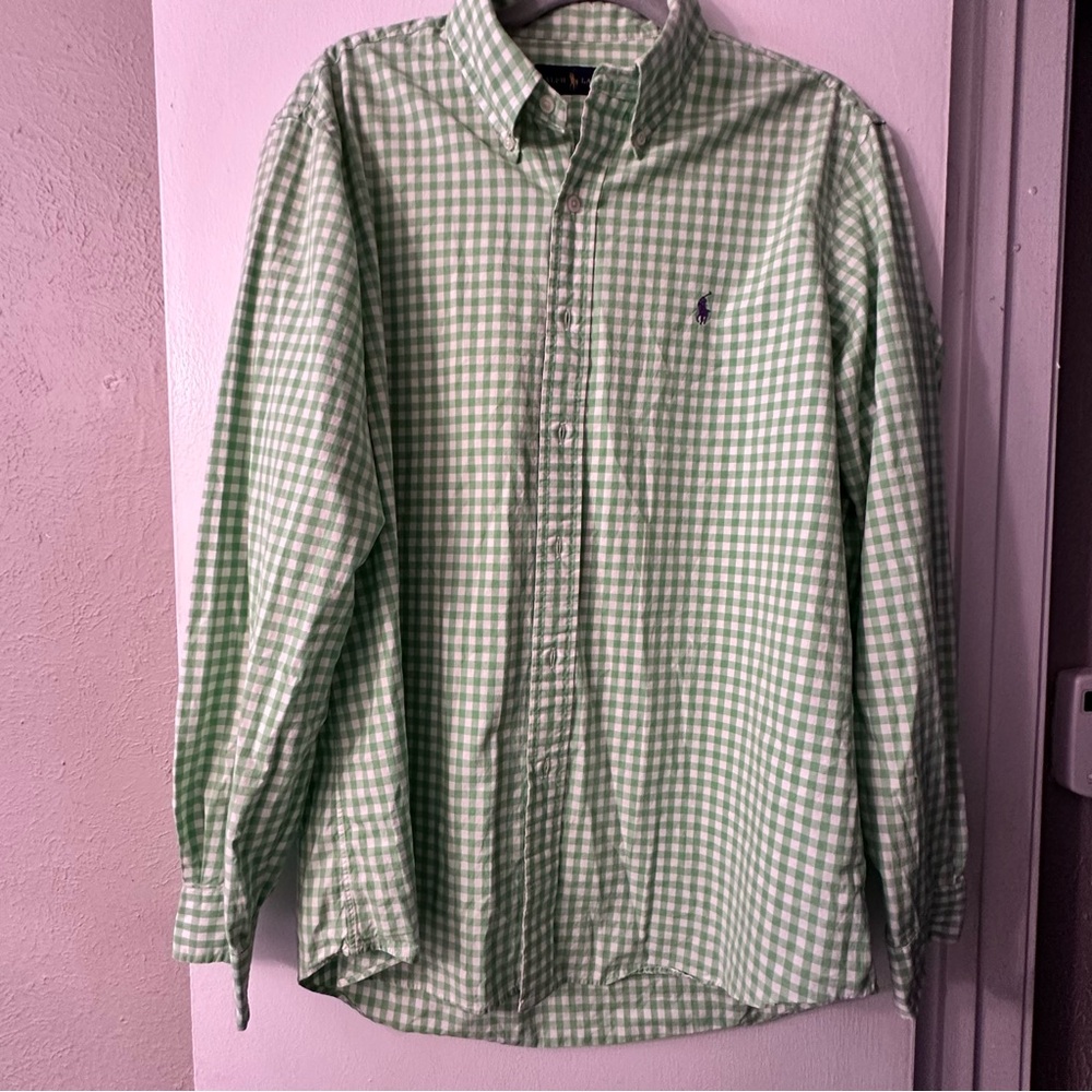 Ralph Lauren Green Checked Men's Button-Down Shirt Size Large - Picture 5 of 10